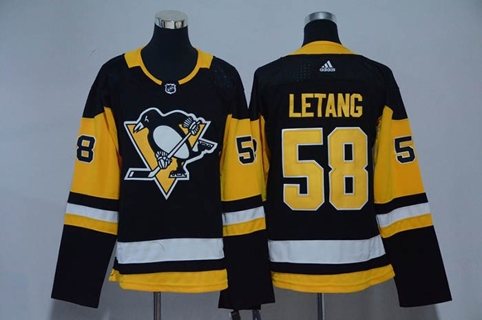 Youth Pittsburgh Penguins #58 Kris Letang Black Adidas Jersey