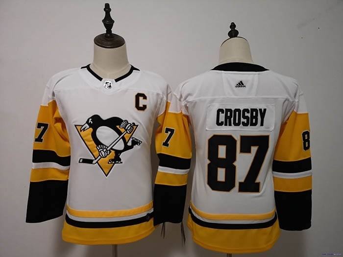 Youth Pittsburgh Penguins #87 Sidney Crosby White Adidas Jersey