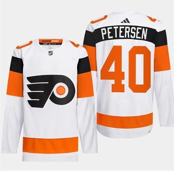 Men's Philadelphia Flyers #40 Cal Petersen White 2024 Stadium Series Stitched Jersey