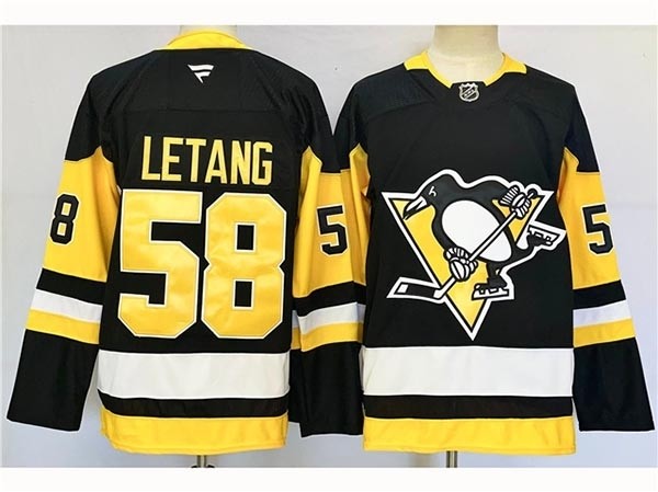 Men's Pittsburgh Penguins #58 Kris Letang 2024-25 Black Jersey