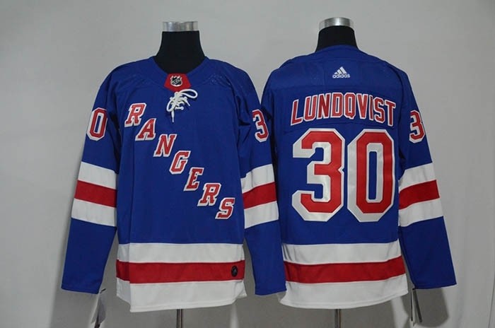 NHL New York Rangers #30 Henrik Lundqvist Blue Adidas Jersey