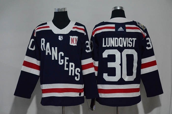 NHL New York Rangers #30 Henrik Lundqvist Navy blue 2018 Winter Classic Jersey