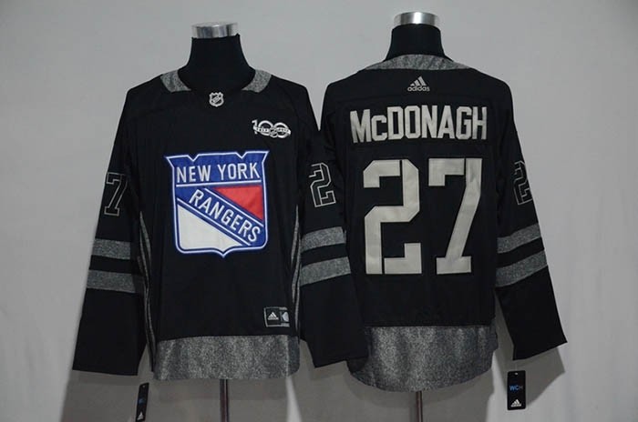 NHL New York Rangers #27 Rayn McDonagh Black 100th Centenal Classic Premier Jersey