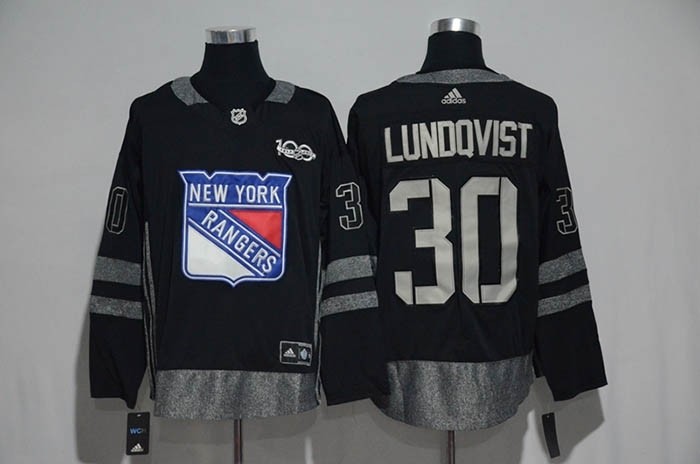 NHL New York Rangers #30 Henrik Lundqvist Black 100th Centenal Classic Premier Jersey