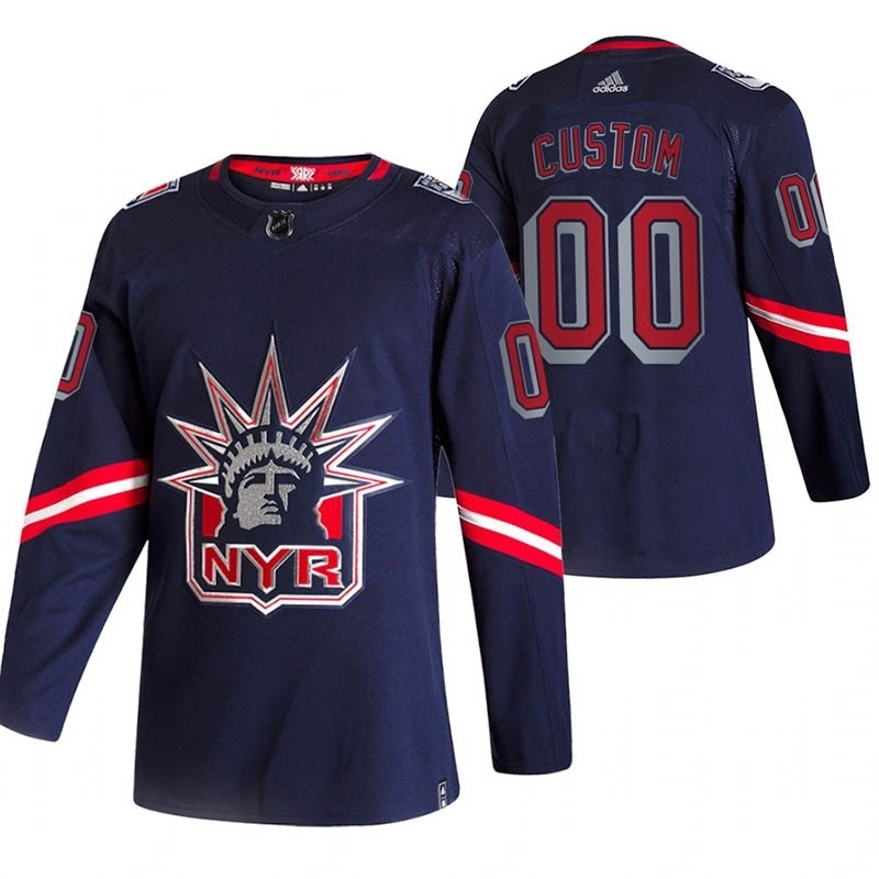 Men's New York Rangers Custom Navy 2020-21 Reverse Retro Adidas Player NHL jersey (Name and number remark in comment column)