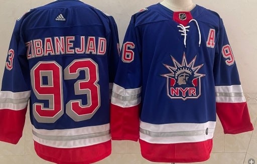 New York Rangers #93 Mika Zibanejad Blue Men's Adidas 2020-21 Reverse Retro Alternate NHL Jersey