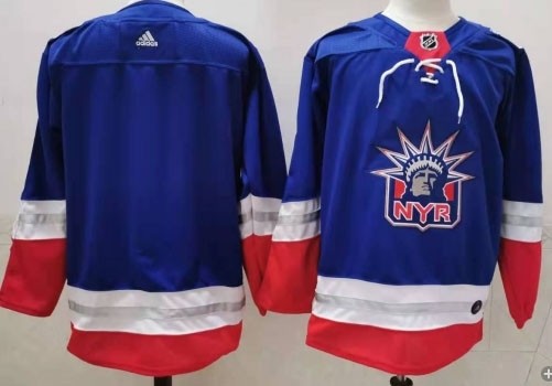 New York Rangers Blank Blue Men's Adidas 2020-21 Reverse Retro Alternate NHL Jersey