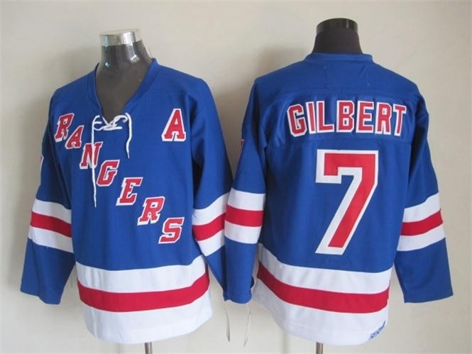 Men's New York Rangers #7 Rod Gilbert Blue Throwback CCM Jersey