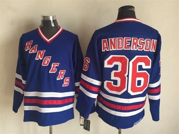 Men's New York Rangers #36 Glenn Anderson 1990-91 Blue Throwback CCM Jersey