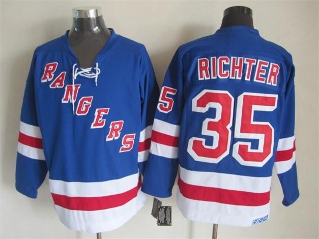 Men's New York Rangers #35 Mike Richter Blue Throwback CCM Jersey