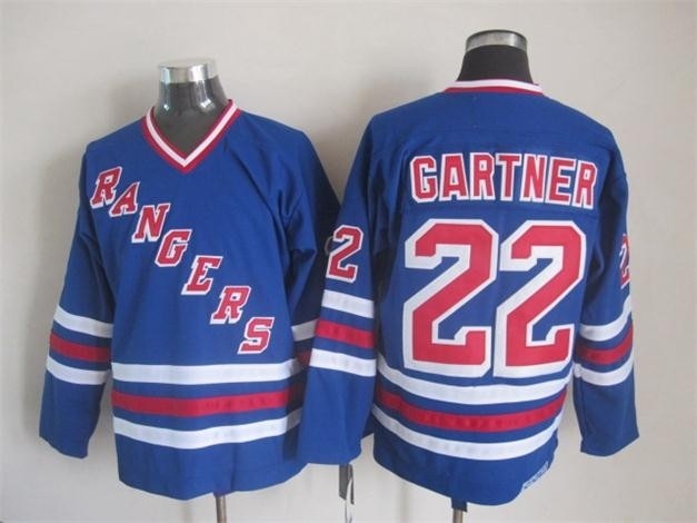 Men's New York Rangers #22 Mike Gartner 1990-91 Blue Throwback CCM Jersey