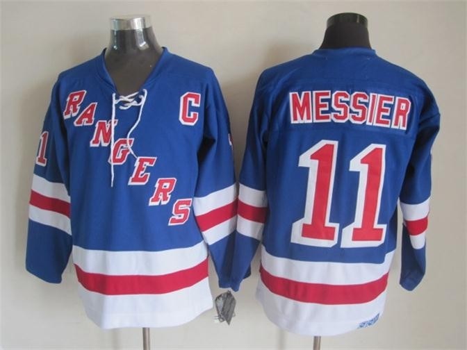 Men's New York Rangers #11 Mark Messier Blue Throwback CCM Jersey