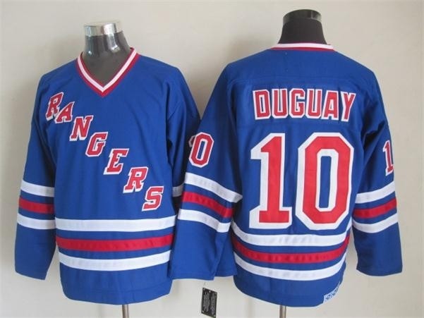 Men's New York Rangers #10 Ron Duguay 1990-91 Blue Throwback CCM Jersey