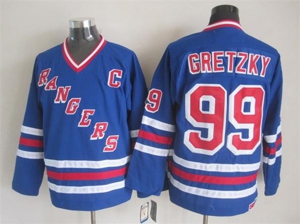 Men's New York Rangers #99 Wayne Gretzky 1990-91 Blue Throwback CCM Jersey