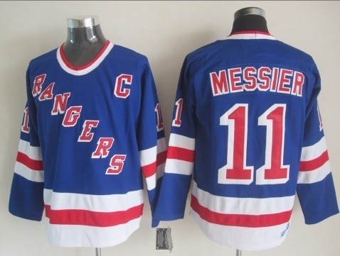 Men's New York Rangers #11 Mark Messier Blue CCM Throwback  Jersey