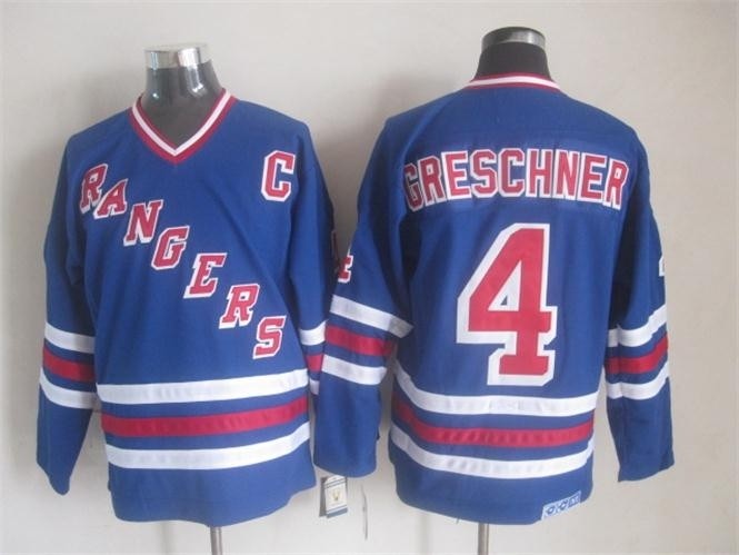 Men's New York Rangers #4 Ron Greschner 1990-91 Blue Throwback CCM Jersey