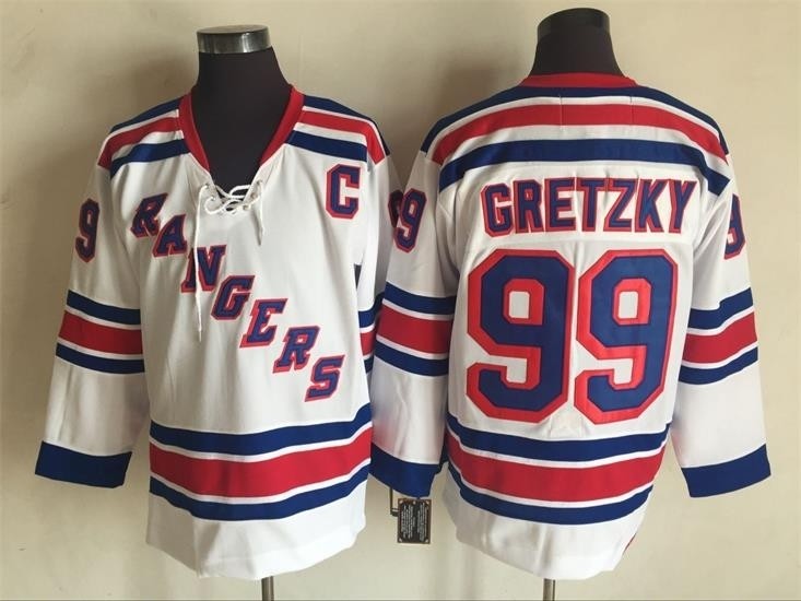 Men's New York Rangers #99 Wayne Gretzky White Throwback CCM Jersey