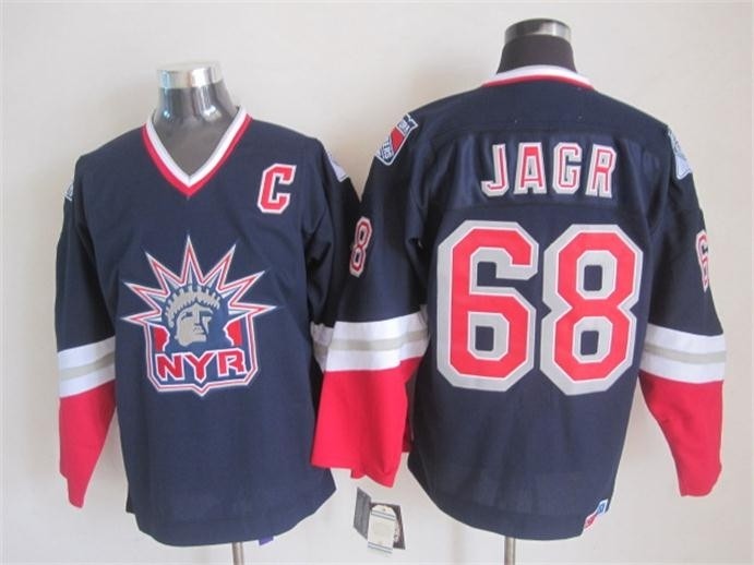 Men's New York Rangers #68 Jaromir Jagr Navy Blue Throwback CCM Jersey