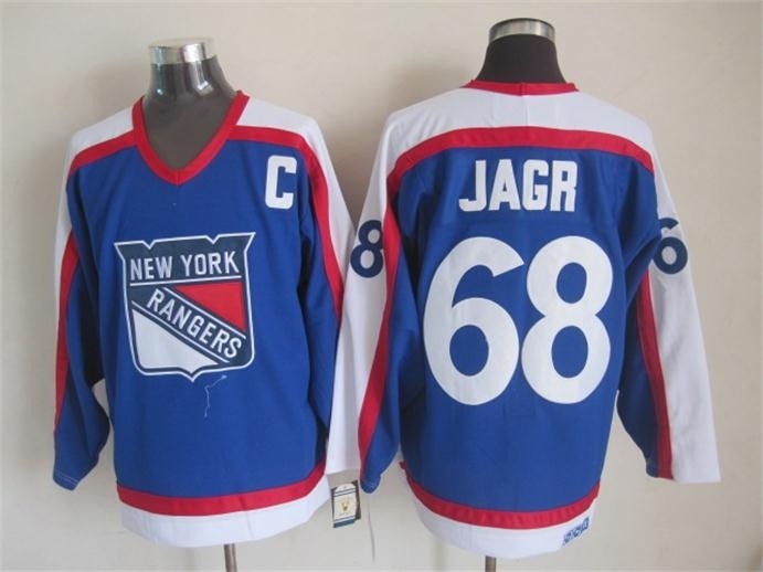 Men's New York Rangers #68 Jaromir Jagr Blue with White Throwback CCM Jersey