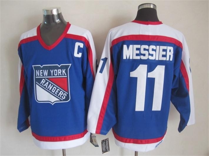 Men's New York Rangers #11 Mark Messier Blue with White Throwback CCM Jersey