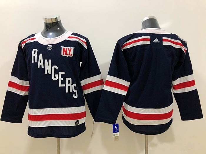 Youth New York Rangers Blank Navy blue 2018 Winter Classic Jersey