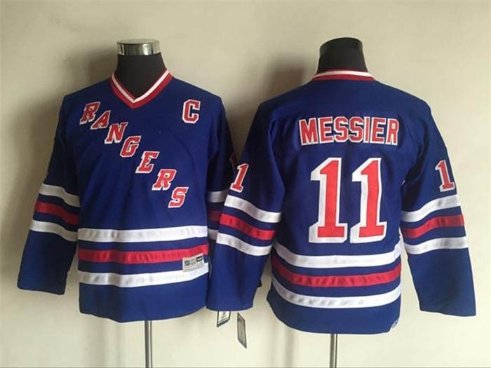 Youth New York Rangers #11 Mark Messier Blue Throwback CCM Jersey