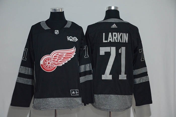 NHL Detroit Red Wings #71 Dylan Larkin Black 100th Centennial Classic Jersey