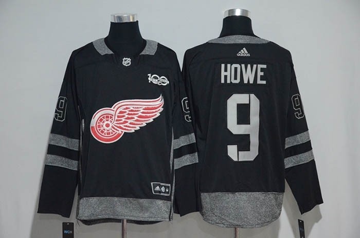 NHL Detroit Red Wings #9 Gordie Howe Black 100th Centennial Classic Jersey