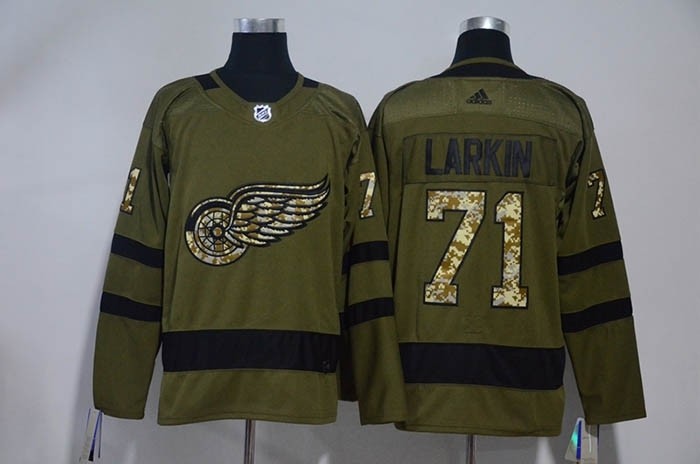 NHL Detroit Red Wings #71 Dylan Larkin Olive Green Adidas Jersey