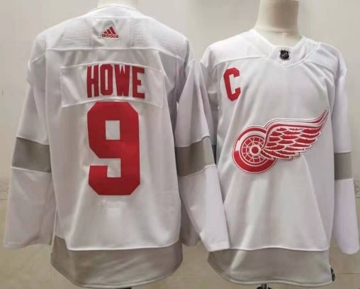 Detroit Red Wings #9 Gordie Howe White Men's Adidas 2020-21 Reverse Retro Alternate NHL Jersey