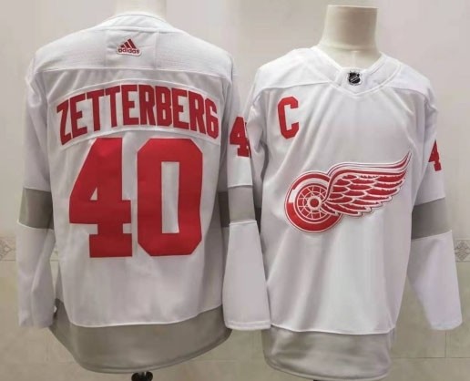 Detroit Red Wings #40 Henrik Zetterberg White Men's Adidas 2020-21 Reverse Retro Alternate NHL Jersey