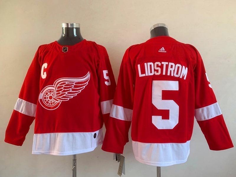 NHL Detroit Red Wings #5 Nicklas Lidstrom Red Adidas Jersey