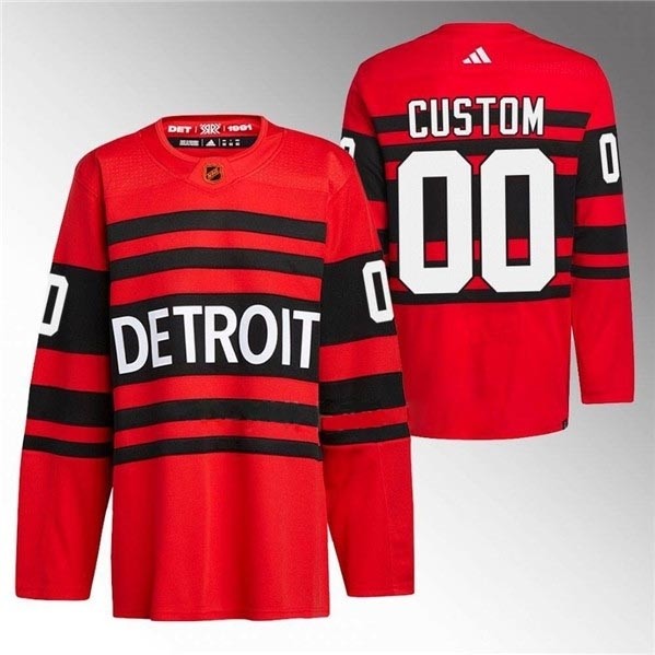 Men's Detroit Red Wings Custom Red 2022-23 Reverse Retro Stitched Jersey(Name and number remark in comment column)