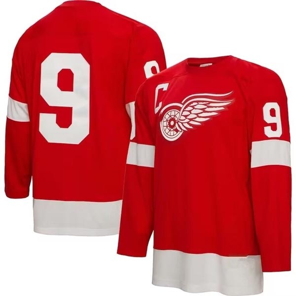 Men's Detroit Red Wings #9 Gordie Howe Red without Name 1960 Mitchell & Ness Stitched Jersey