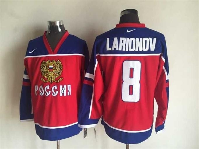 NHL 2002 Team Russia Olympic #8 Igor Larionov Red Throwback jersey