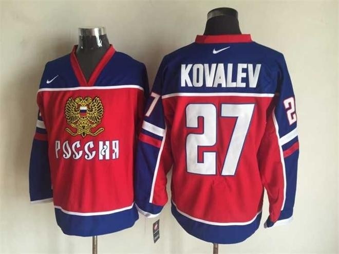 NHL 2002 Team Russia Olympic #27 Alex Kovalev Red Throwback jersey