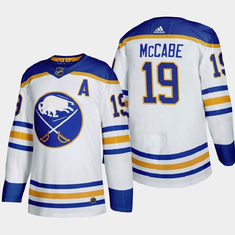 Men's Buffalo Sabres #19 Jake McCabe White Adidas 2020-21 Player Home NHL jersey