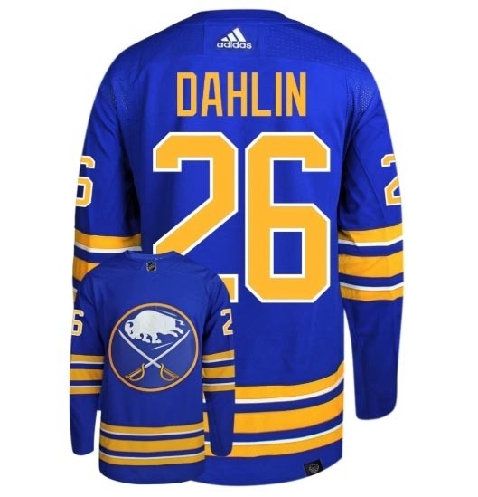 Men's Buffalo Sabres #26 Rasmus Dahlin Royal Blue Adidas 2022-23 Player Home NHL jersey