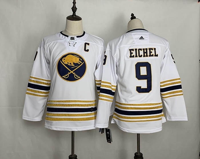 Youth Buffalo Sabres #9 Jack Eichel White 50th Anniversary Gold Edition Adidas Jersey