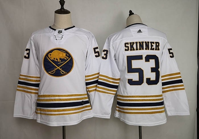 Youth Buffalo Sabres #53 Jeff Skinner White 50th Anniversary Gold Edition Adidas Jersey