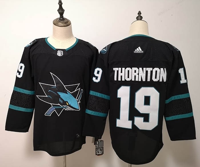 NHL San Jose Sharks #19 Joe Thornton Black Adidas Jersey