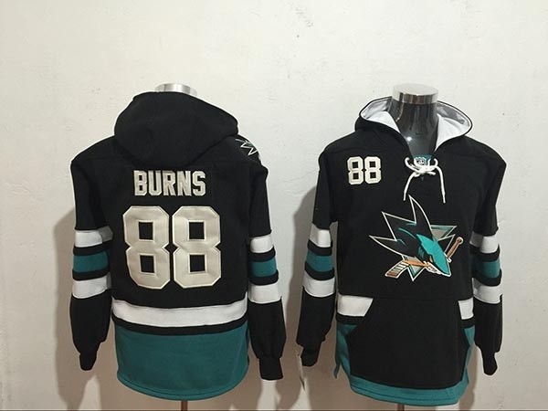 NHL San Jose Sharks #88 Brent Burns Black All Stitched Hooded Sweatshirt