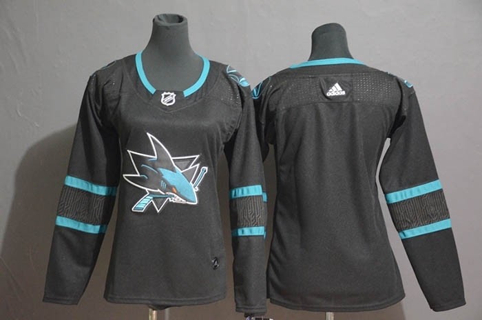 Women San Jose Sharks Blank Black Adidas Jersey