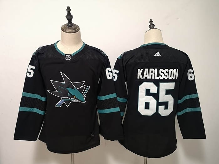 Women San Jose Sharks #65 Erik Karlsson Black Adidas Jersey