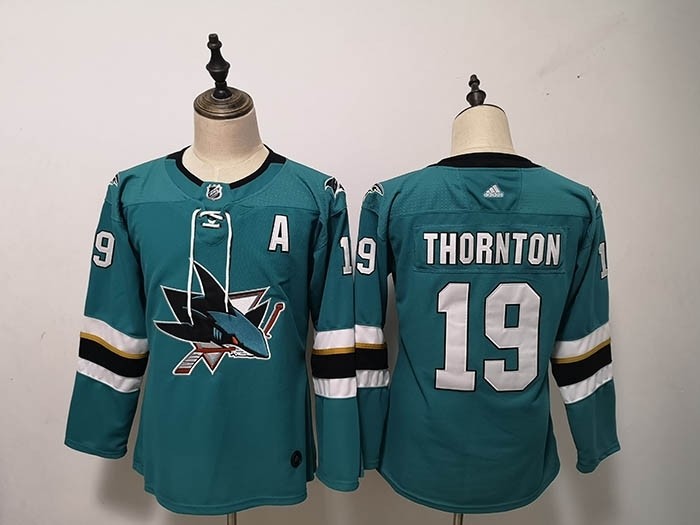 Women San Jose Sharks #19 Joe Thornton Green Adidas Jersey