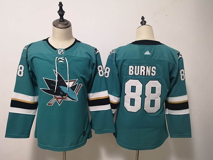 Women San Jose Sharks #88 Brent Burns Green Adidas Jersey