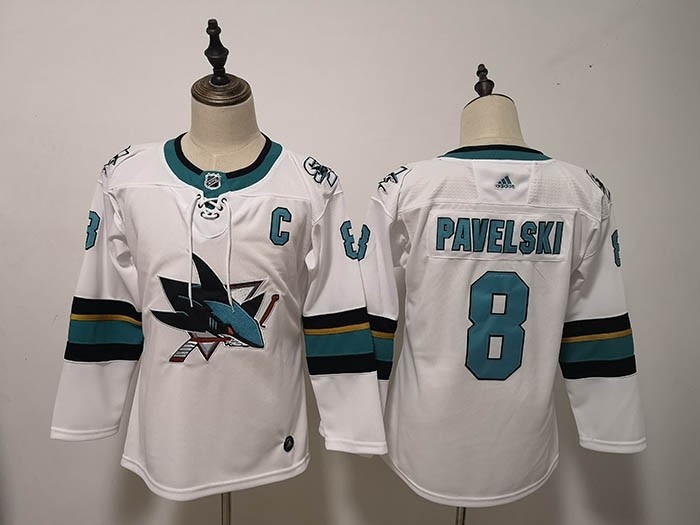 Women San Jose Sharks #8 Joe Pavelski White Adidas Jersey