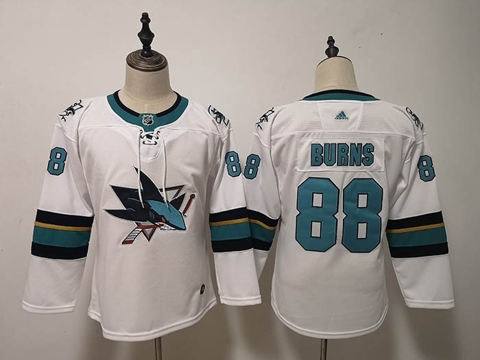 Youth San Jose Sharks #88 Brent Burns White Adidas Jersey