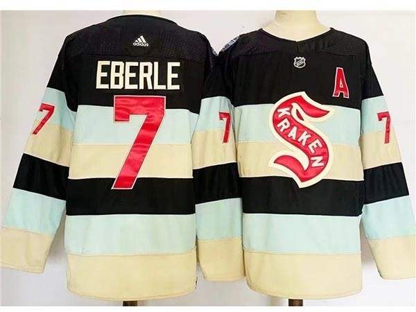 Men's Seattle Kraken #7 Jordan Eberle Blue 2024 Winter Classic Jersey