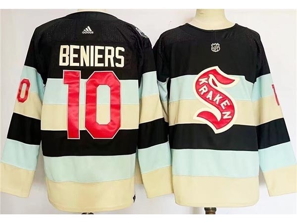 Men's Seattle Kraken #10 Matty Beniers Blue 2024 Winter Classic Jersey